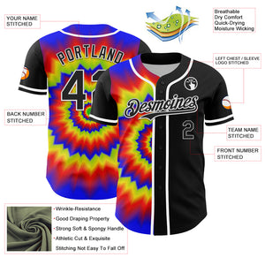 Custom Black White 3D Pattern Design Rave Psychedelic Authentic Baseball Jersey