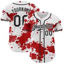 Charger l&#39;image dans la galerie, Custom White Black-Red 3D Pattern Design Rave Splash Authentic Baseball Jersey
