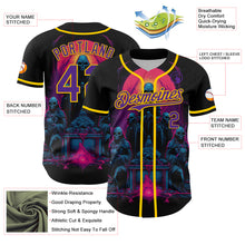 Загрузить изображение в средство просмотра галереи, Custom Black Purple-Yellow 3D Pattern Design Rave Skull Authentic Baseball Jersey
