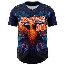 Загрузить изображение в средство просмотра галереи, Custom Navy Orange-White 3D Pattern Design Rave Phoenix Authentic Baseball Jersey
