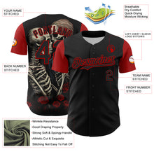 Загрузить изображение в средство просмотра галереи, Custom Black Red 3D Pattern Design Rave Gothic Style Authentic Baseball Jersey
