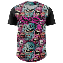 Загрузить изображение в средство просмотра галереи, Custom Black Deep Pink 3D Pattern Design Rave Monster Authentic Baseball Jersey
