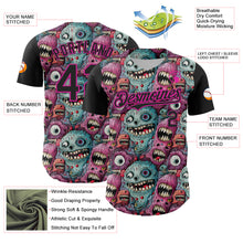 Загрузить изображение в средство просмотра галереи, Custom Black Deep Pink 3D Pattern Design Rave Monster Authentic Baseball Jersey
