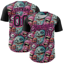 Загрузить изображение в средство просмотра галереи, Custom Black Deep Pink 3D Pattern Design Rave Monster Authentic Baseball Jersey
