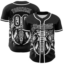 Загрузить изображение в средство просмотра галереи, Custom Black White 3D Pattern Design Rave Mastodons Head Authentic Baseball Jersey
