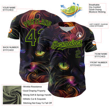 Загрузить изображение в средство просмотра галереи, Custom Black Neon Green 3D Pattern Design Rave Animal Cat Authentic Baseball Jersey
