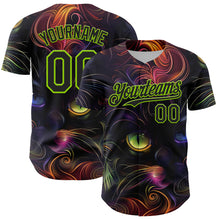 Загрузить изображение в средство просмотра галереи, Custom Black Neon Green 3D Pattern Design Rave Animal Cat Authentic Baseball Jersey
