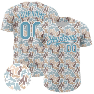 Custom White Shadow Blue 3D Pattern Design Abstract Spots Authentic Baseball Jersey