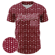 Загрузить изображение в средство просмотра галереи, Custom Crimson White 3D Pattern Design Hearts Authentic Baseball Jersey
