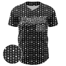 Загрузить изображение в средство просмотра галереи, Custom Black White 3D Pattern Design Hearts Authentic Baseball Jersey
