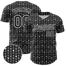 Загрузить изображение в средство просмотра галереи, Custom Black White 3D Pattern Design Hearts Authentic Baseball Jersey
