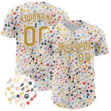 Charger l&#39;image dans la galerie, Custom White Old Gold 3D Pattern Design Beer Festival Authentic Baseball Jersey
