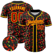 Laden Sie das Bild in den Galerie-Viewer, Custom Black Red-Yellow 3D Pattern Design Animal Lobster Fruit Lemon Authentic Baseball Jersey
