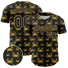 Laden Sie das Bild in den Galerie-Viewer, Custom Black Old Gold 3D Pattern Design Animal Crab Fruit Lemon Authentic Baseball Jersey
