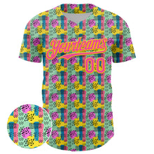 Laden Sie das Bild in den Galerie-Viewer, Custom Green Pink-Yellow 3D Pattern Design Color Brush Blocks Authentic Baseball Jersey
