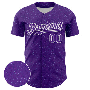 Custom Purple White 3D Pattern Design Dots Authentic Baseball Jersey