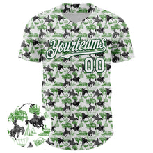 Load image into Gallery viewer, Custom White Green 3D Pattern Design Rodeo Cowboy Authentic Baseball Jersey
