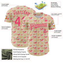 Загрузить изображение в средство просмотра галереи, Custom Cream Neon Pink 3D Pattern Design Animal Horse Authentic Baseball Jersey
