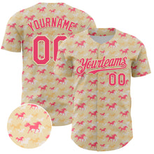 Загрузить изображение в средство просмотра галереи, Custom Cream Neon Pink 3D Pattern Design Animal Horse Authentic Baseball Jersey
