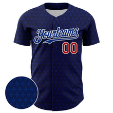 Загрузить изображение в средство просмотра галереи, Custom Navy Red-Royal 3D Pattern Design Hearts Authentic Baseball Jersey
