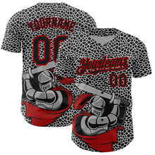 Charger l&#39;image dans la galerie, Custom Black Red-White 3D Pattern Design Knight Hero Art Authentic Baseball Jersey
