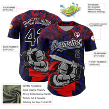 Load image into Gallery viewer, Custom Red Black-Thunder Blue 3D Pattern Design Knight Hero Art Authentic Baseball Jersey
