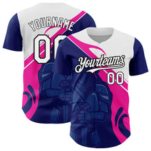 Загрузить изображение в средство просмотра галереи, Custom Royal Pink-Black 3D Pattern Design Knight Hero Art Authentic Baseball Jersey
