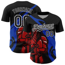 Загрузить изображение в средство просмотра галереи, Custom Black Thunder Blue-Red 3D Pattern Design Knight Hero Art Authentic Baseball Jersey
