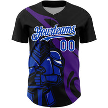 Загрузить изображение в средство просмотра галереи, Custom Black Thunder Blue-Purple 3D Pattern Design Knight Hero Art Authentic Baseball Jersey
