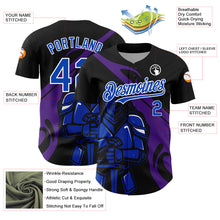 Загрузить изображение в средство просмотра галереи, Custom Black Thunder Blue-Purple 3D Pattern Design Knight Hero Art Authentic Baseball Jersey
