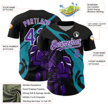 Загрузить изображение в средство просмотра галереи, Custom Black Purple-Teal 3D Pattern Design Knight Hero Art Authentic Baseball Jersey
