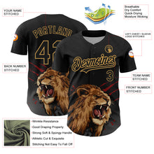 Charger l&#39;image dans la galerie, Custom Black Old Gold 3D Pattern Design Animal Lion Authentic Baseball Jersey
