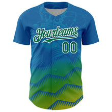 Charger l&#39;image dans la galerie, Custom Panther Blue Kelly Green-White 3D Pattern Design Animal Lion Authentic Baseball Jersey
