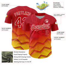 Charger l&#39;image dans la galerie, Custom Red Yellow-White 3D Pattern Design Animal Lion Authentic Baseball Jersey
