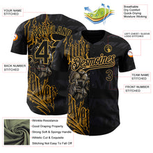 Charger l&#39;image dans la galerie, Custom Black Old Gold 3D Pattern Design Animal Lion Authentic Baseball Jersey
