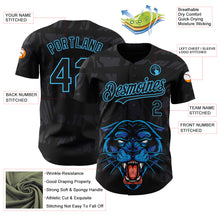 Charger l&#39;image dans la galerie, Custom Black Sky Blue 3D Pattern Design Animal Panther Authentic Baseball Jersey
