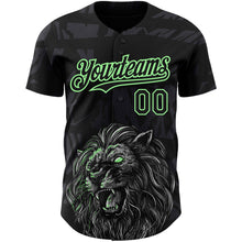 Charger l&#39;image dans la galerie, Custom Black Pea Green 3D Pattern Design Animal Lion Authentic Baseball Jersey
