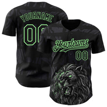 Charger l&#39;image dans la galerie, Custom Black Pea Green 3D Pattern Design Animal Lion Authentic Baseball Jersey
