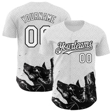 Загрузить изображение в средство просмотра галереи, Custom White Black 3D Pattern Design Animal Wolf Authentic Baseball Jersey
