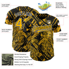 Charger l&#39;image dans la galerie, Custom Black Gold-White 3D Pattern Design Animal Eagle Authentic Baseball Jersey
