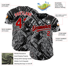 Charger l&#39;image dans la galerie, Custom Black Red-White 3D Pattern Design Animal Eagle Authentic Baseball Jersey
