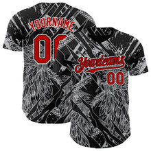 Charger l&#39;image dans la galerie, Custom Black Red-White 3D Pattern Design Animal Eagle Authentic Baseball Jersey
