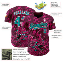 Charger l&#39;image dans la galerie, Custom Crimson Teal-Black 3D Pattern Design Animal Dragon Authentic Baseball Jersey
