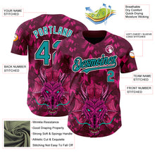 Charger l&#39;image dans la galerie, Custom Crimson Teal-Black 3D Pattern Design Animal Dragon Authentic Baseball Jersey
