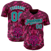 Charger l&#39;image dans la galerie, Custom Crimson Teal-Black 3D Pattern Design Animal Dragon Authentic Baseball Jersey
