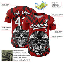 Загрузить изображение в средство просмотра галереи, Custom Red White-Black 3D Pattern Design Football Skull Helmet Authentic Baseball Jersey
