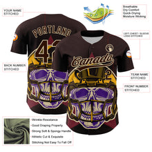 Загрузить изображение в средство просмотра галереи, Custom Brown Cream 3D Pattern Design Football Skull Helmet Authentic Baseball Jersey
