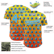 Load image into Gallery viewer, Custom Light Yellow Sky Blue Orange-Cream 3D Pattern Design Football Helmet Authentic Baseball Jersey
