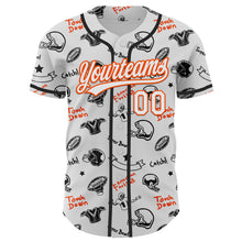 Load image into Gallery viewer, Custom White Orange 3D Pattern Design Football Helmet And Football Elements Authentic Baseball Jersey
