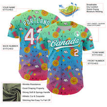 Загрузить изображение в средство просмотра галереи, Custom Pea Green Neon Pink Aqua-Sky Blue 3D Pattern Design Champion Medal Authentic Baseball Jersey
